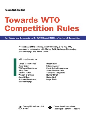 cover image of Towards WTO Competition Rules
